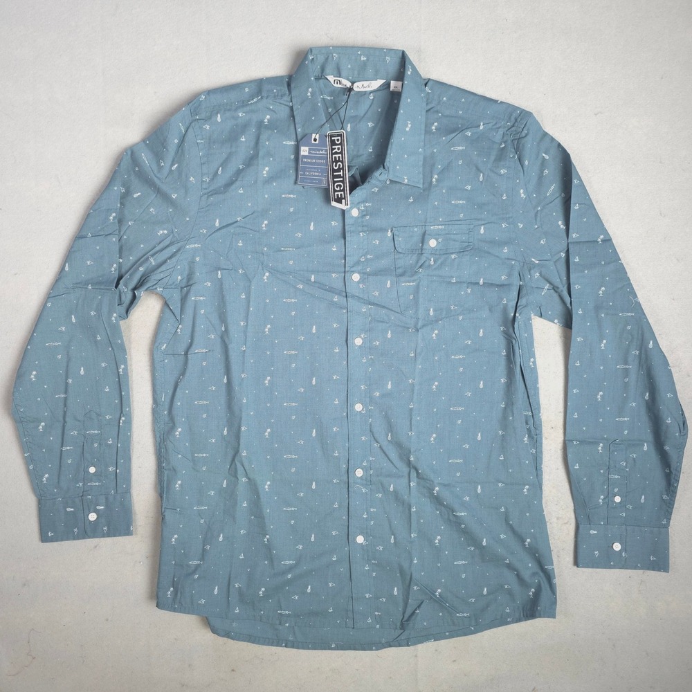 New Travis Mathew Prestige Button Down Shirt Tropical Print‎ Long Sleeve XXL